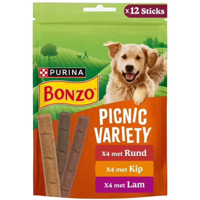 BONZO® hondensnacks: Picnic variety Rund, Kip, Lam | Purina NL