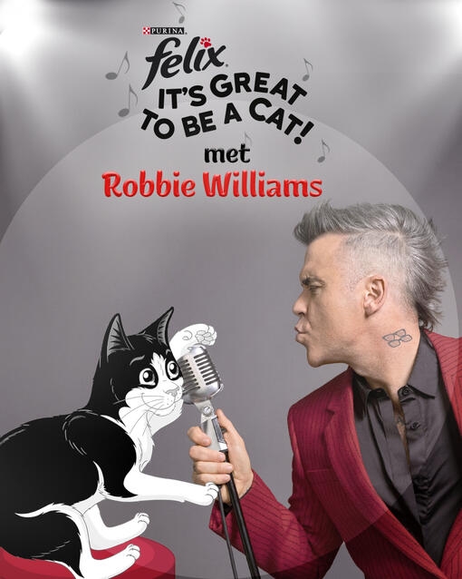 Felix en Robbie samen aan de microfoon. It's great to be a cat