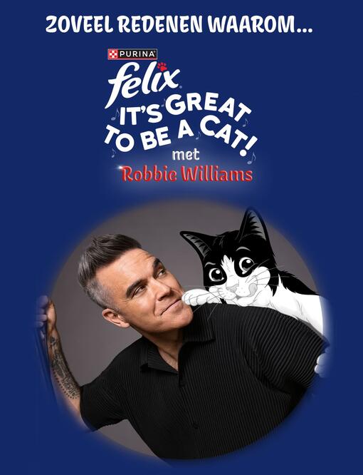 Felix en Robbie samen aan de microfoon. It's great to be a cat
